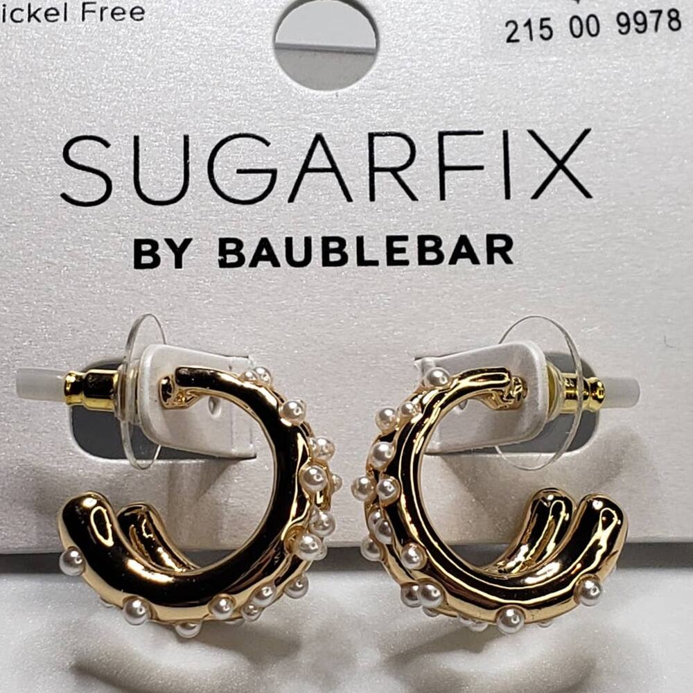 Sugarfix by Baublebar  Crystal‎ and Gold Double Hoop Earrings